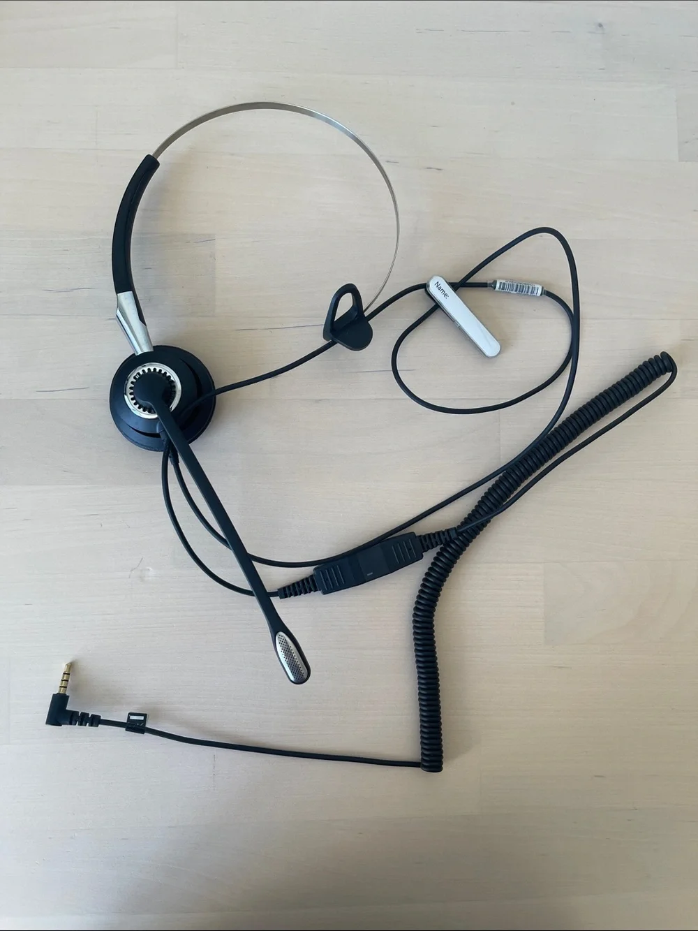 Jabra Biz 2400 One-Ear Headset with Name Tag and Adjustable Length